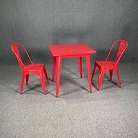 Red Metal Chair & Table